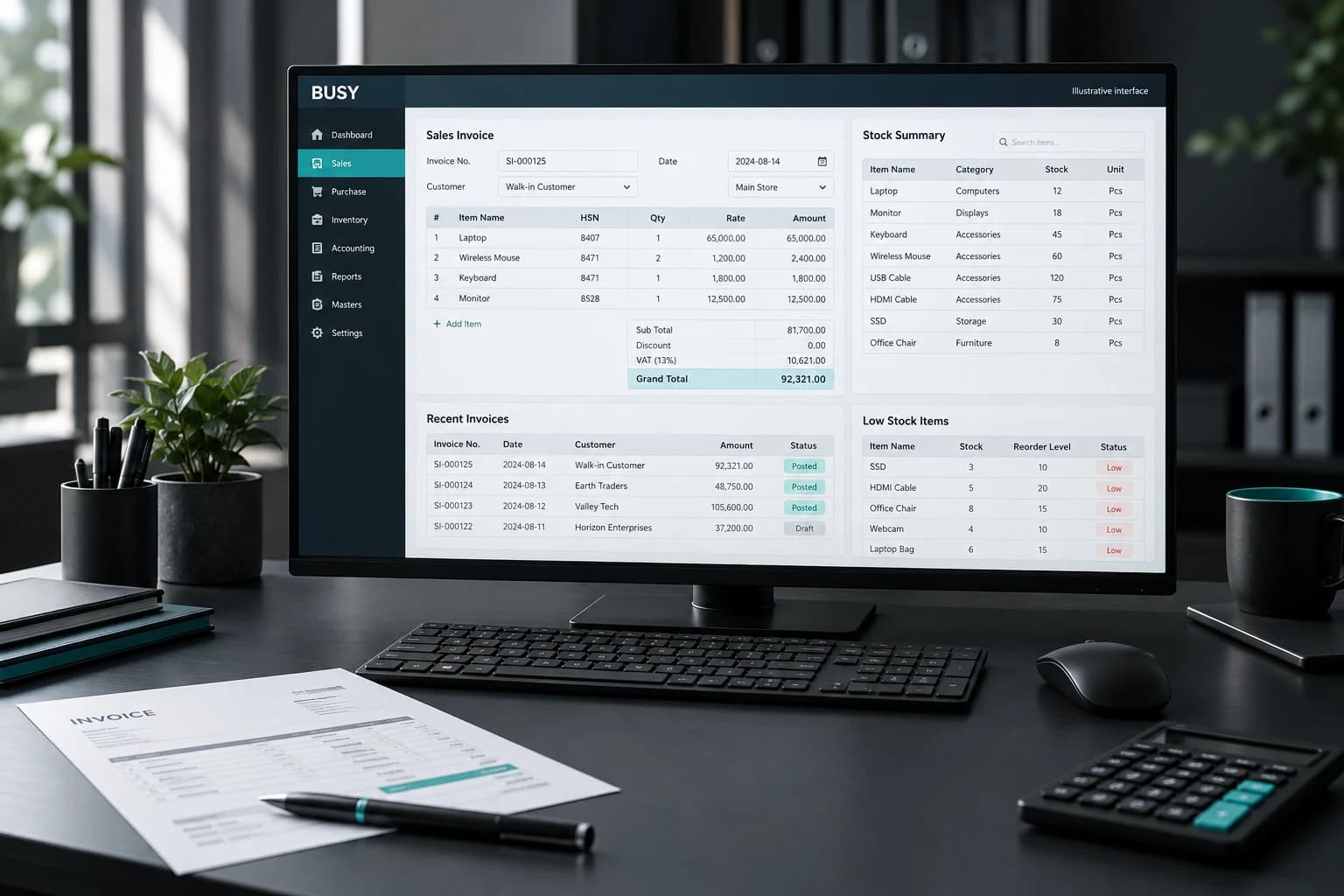 Illustrative BUSY accounting workstation