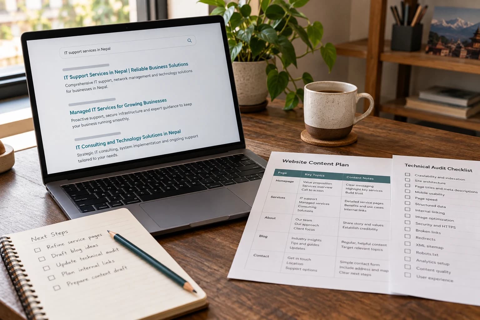 Search result planning and website audit workspace